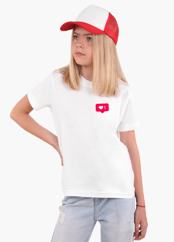 Біла демісезонна футболка дитяча лайк (likee) білий (9224-1034) 164 см MobiPrint