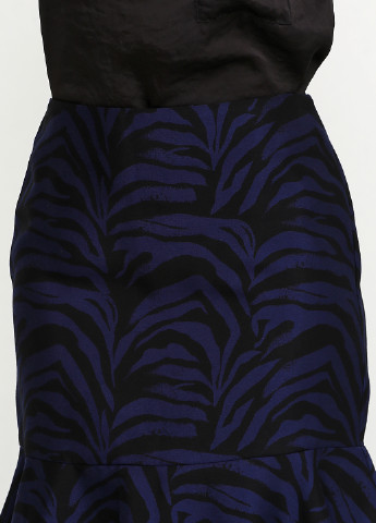 Темно-синяя кэжуал с анималистичным узором юбка Warehouse