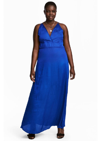 Синее кэжуал платье с открытой спиной H&M однотонное