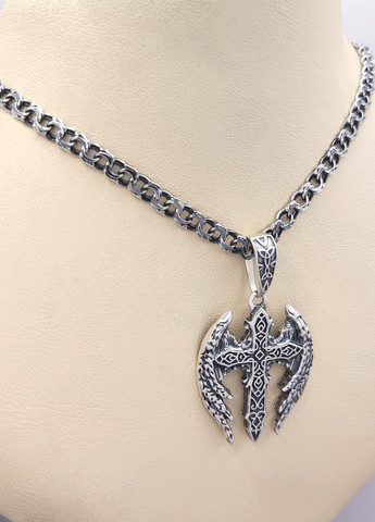 Срібний комплект "Крила Янгола" ланцюжок та хрестик Diva (328293120)