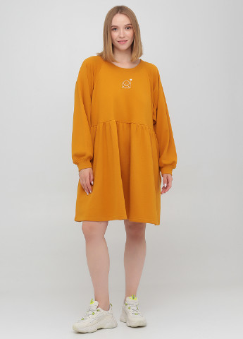 Оранжевое кэжуал платье клеш Monki однотонное