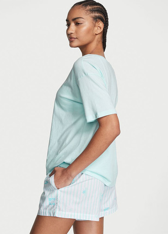 Светло-голубая всесезон пижама (футболка, шорты) футболка + шорты Victoria's Secret