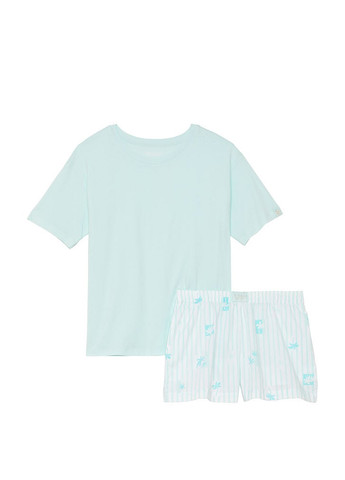 Світло-блакитна всесезон піжама (футболка, шорти) футболка + шорти Victoria's Secret