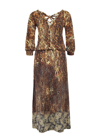 Коричневое кэжуал платье Madam T с абстрактным узором