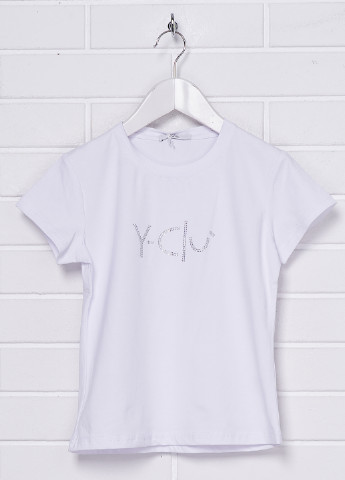 Белая летняя футболка с коротким рукавом Yclu