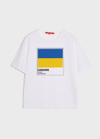 Белая летняя футболка женская оверсайз ukraine_strong_independent KASTA design