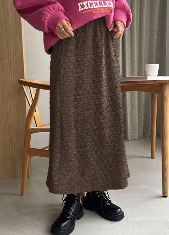 Коричневая кэжуал однотонная юбка SHEIN а-силуэта (трапеция)