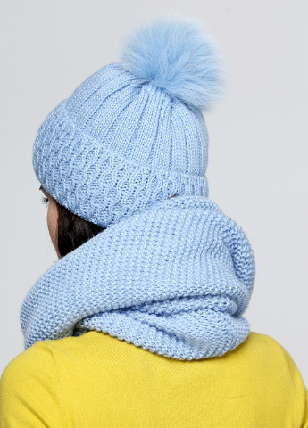 Голубой зимний комплект (шапка, шарф-снуд) Fancy Fashion