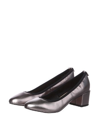 Грифельно-серые женские классические туфли на среднем каблуке английские - фото