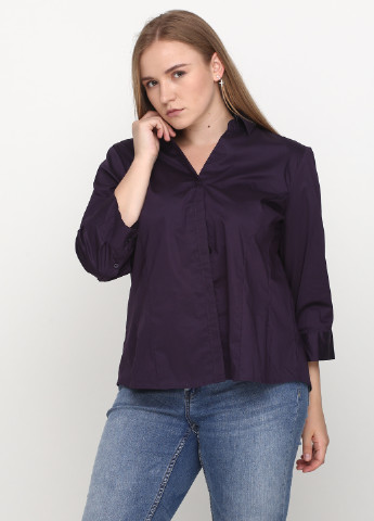 Темно-фиолетовая кэжуал рубашка однотонная Basic Editions