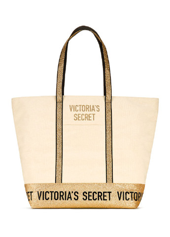 Сумка Victoria's Secret шоппер надпись бежевая кэжуал