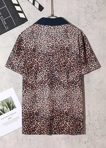 Цветная кэжуал рубашка леопардовый SHEIN