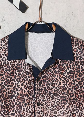 Цветная кэжуал рубашка леопардовый SHEIN