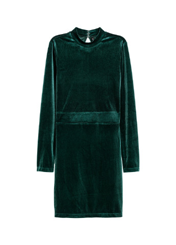 Темно-зелена коктейльна сукня з відкритою спиною H&M однотонна