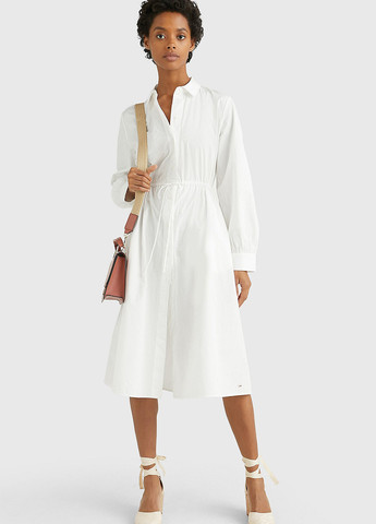 Білий кежуал сукня сорочка Tommy Hilfiger однотонна