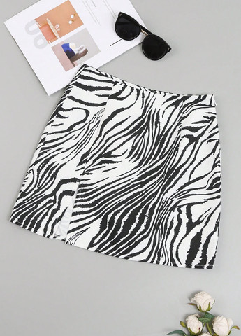 Черно-белая кэжуал зебра юбка SHEIN а-силуэта (трапеция)