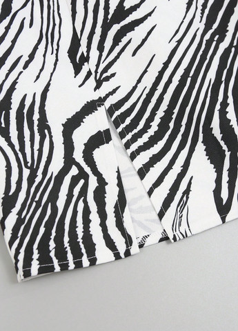 Черно-белая кэжуал зебра юбка SHEIN а-силуэта (трапеция)