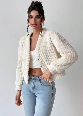 Айворі демісезонна куртка куртка-піджак SHEIN