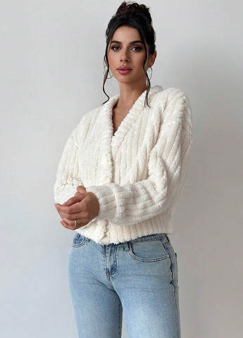 Айворі демісезонна куртка куртка-піджак SHEIN