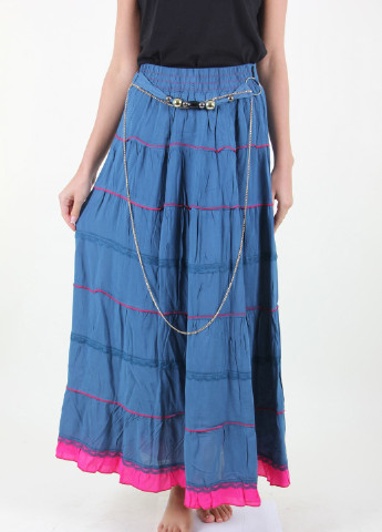 Синяя кэжуал в полоску юбка Xiaoji макси