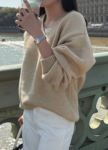 Бежевий демісезонний пуловер пуловер SHEIN