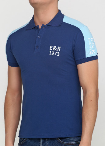 Темно-синяя футболка-поло для мужчин EL & KEN с надписью