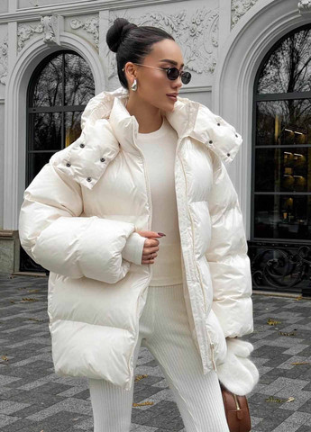 Молочный зимний Пуховик Fashion