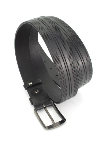 Ремень кожаный мужской черный с узором PS-3516 (120 см) Puos (250451437)