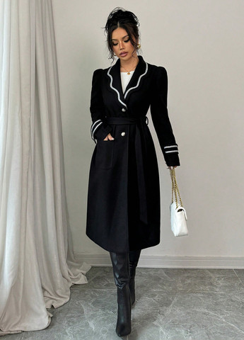 Чорне демісезонне Пальто однобортне SHEIN