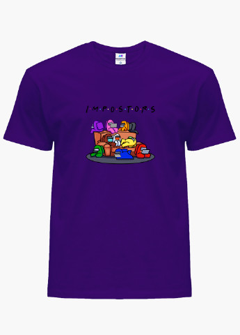 Фіолетова демісезонна футболка дитяча амонг ас друзі самозванці (among us friends impostors) (9224-2427) MobiPrint