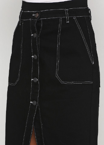 Черная джинсовая однотонная юбка Bershka карандаш