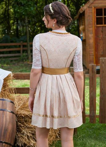 Бежевое кэжуал платье колокол SHEIN колор блок