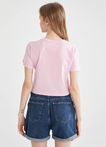 Светло-розовая летняя футболка DeFacto