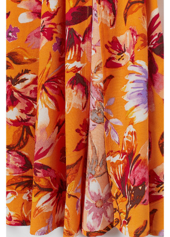 Оранжевая цветочной расцветки юбка H&M