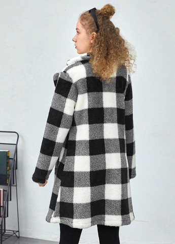 Чорно-білий демісезонне Пальто SHEIN