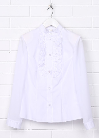 Белая однотонная блузка с длинным рукавом Попелюшка демисезонная