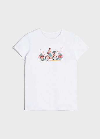 Біла літня жіноча футболка, базова cool KASTA design