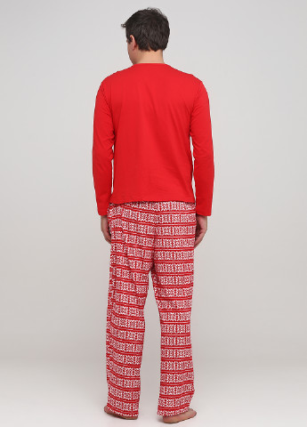 Піжама (лонгслів, брюки) Signature лонгслив + брюки новорічна червона домашня трикотаж, бавовна