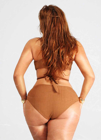 Коричневый летний купальник (топ, трусики) раздельный SHEIN