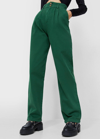Зеленые джинсовые демисезонные палаццо брюки Stradivarius