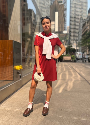 Червона кежуал сукня поло Uniqlo однотонна