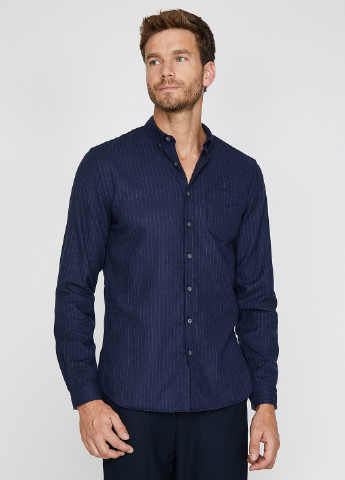 Темно-синяя кэжуал рубашка в полоску KOTON