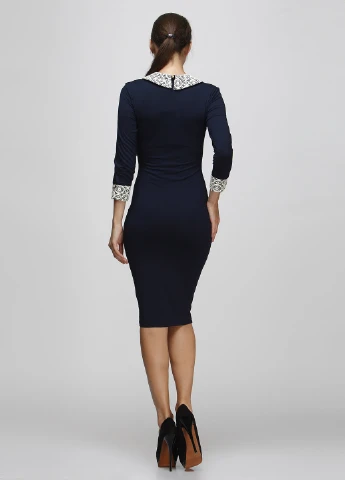 Темно-синее кэжуал платье футляр Delfin Collection однотонное