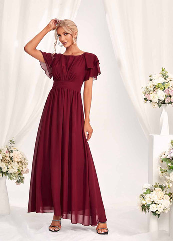 Бордовое праздничный, вечернее платье SHEIN однотонное