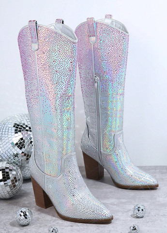 Осенние сапоги казаки SHEIN со стразами