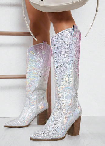 Осенние сапоги казаки SHEIN со стразами