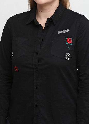 Черная кэжуал рубашка однотонная Colours