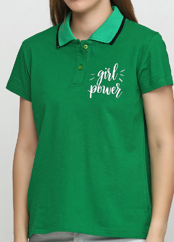 Зеленая женская футболка-поло Manatki с надписью