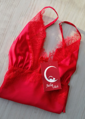 Червона комплект шовксатин червоний з мереживом m майка + шорти JULIA