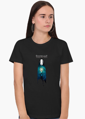 Черная демисезон футболка женская безликий бог каонаси унесённые призраками (spirited away) (8976-2831) xxl MobiPrint
